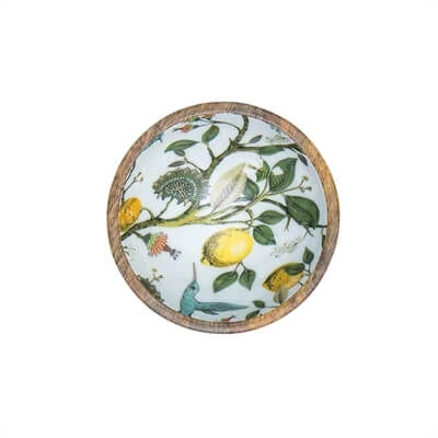 By Room Schaal Rond ø 18 Cm Mangohout Lemon Bird