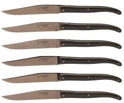 Laguiole En Aubrac Steakmes 11,5 Cm Titanium Paperstone Donkerbruin 6 Stuks