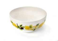 Oldenhof Ronde Diepe Schaal Met Citroenen En Olijven ø 21 Cm Aardewerk Wit