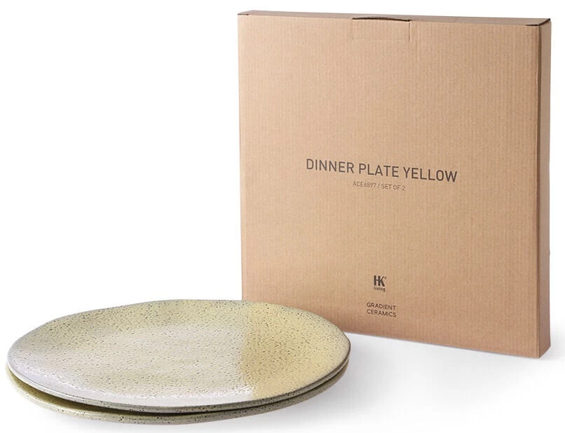 HK Living ACE6897 Gradient Dinerbord ø 29 Cm Aardewerk Geel 2 Stuks - Afbeelding 3