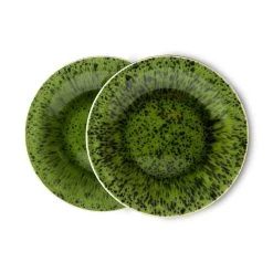 HK Living ACE7013 The Emeralds Side Plate Spotted ø 21,6 Cm Keramiek Groen 2-delig