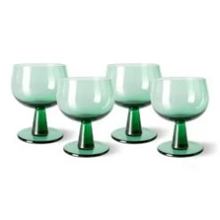 HK Living The Emeralds AGL4475 Wijnglas Laag ø 8,5 Cm Fern Groen 4-delig