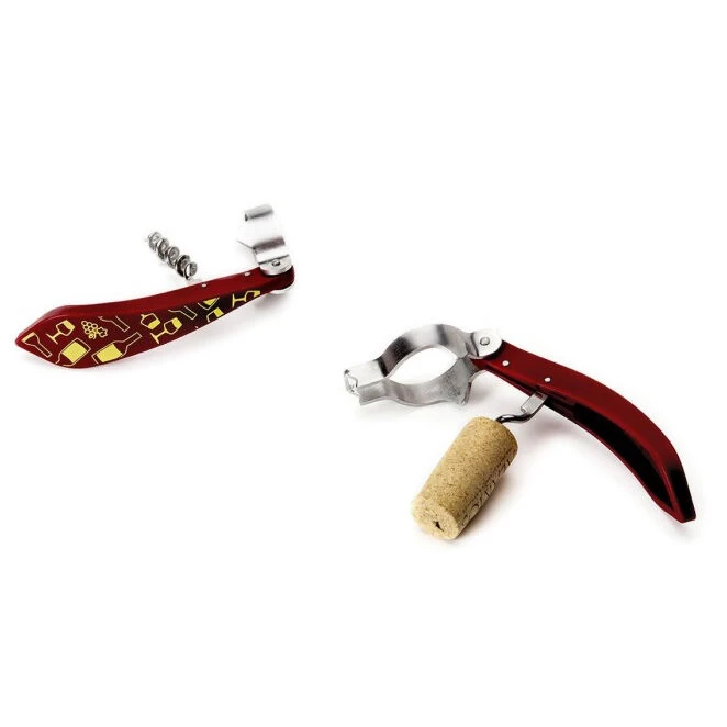 Peleg Bottle Tie Kurkentrekker Wijnglazenpatroon 11,5 Cm Rvs Rood - Afbeelding 3