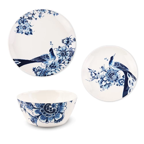 Royal Delft Peacock Symphony Serviesset Aardewerk 3-delig