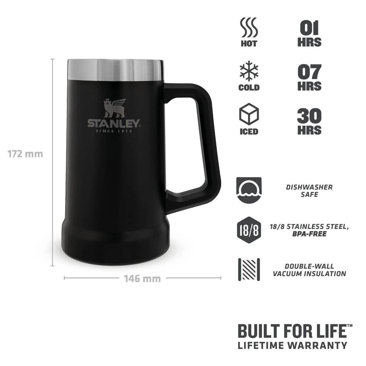 Stanley Adventure Stein Beker 700 Ml Mat Zwart - Afbeelding 2