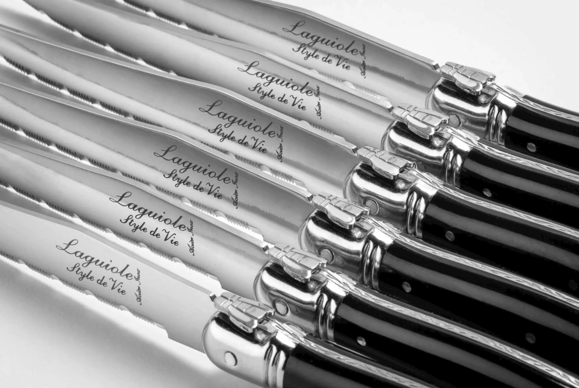 Laguiole Style De Vie Premium Line Steakmessen Zwart 6 Stuks - Afbeelding 2